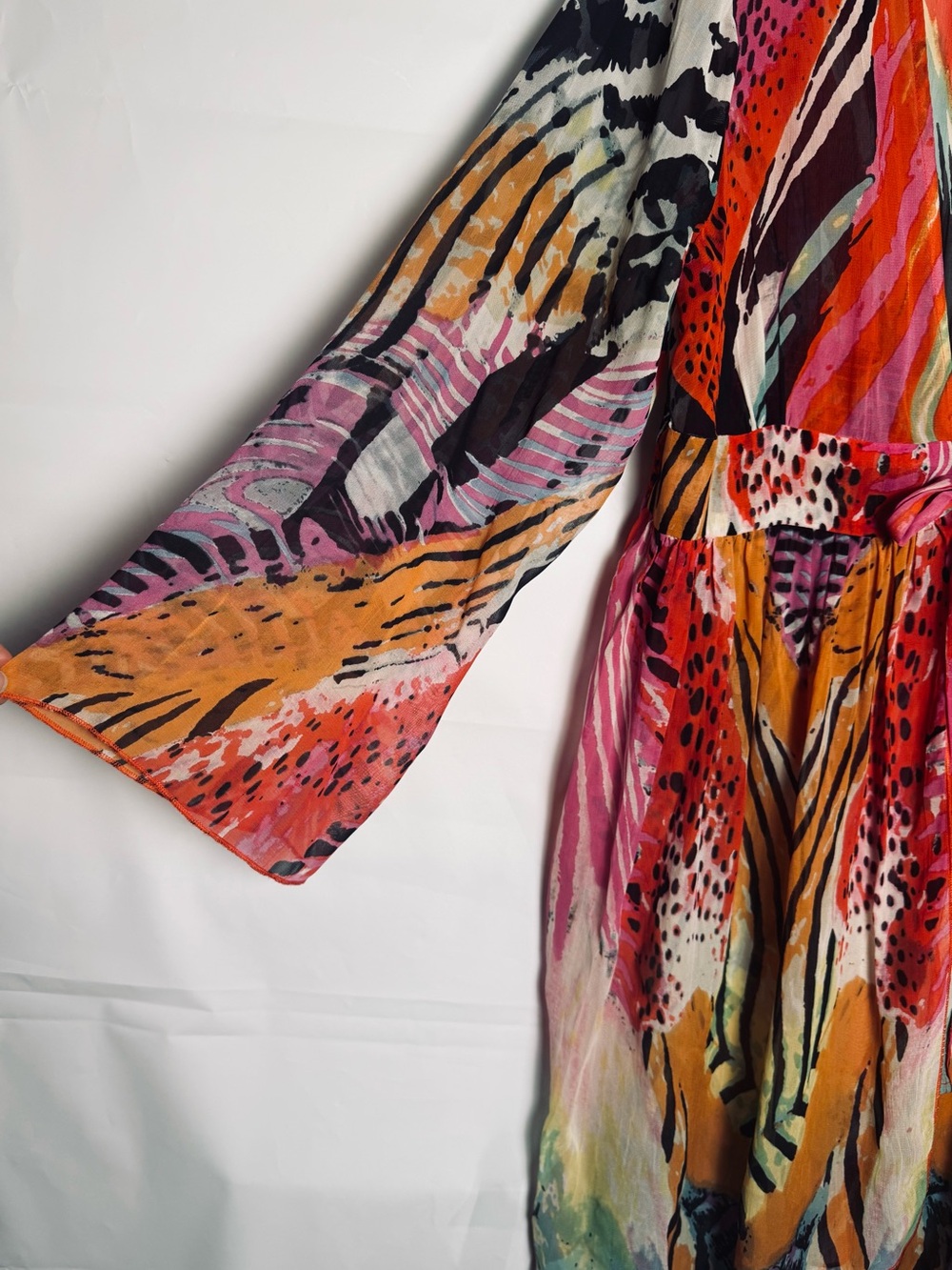 The Pyramid Collection Women’s XL Topper sheer Multicolor Rayon Kimono beach. - Picture 7 of 11